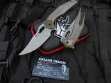 Arcane Design Crypt Folder Stonewashed Titanium Body w/ M390 Stonewashed Plain Edge Blade (3.75")