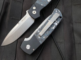 Pro-Tech Knives Terzoula ATCF Auto Folder Black Aluminum "White Storm" Carbon Fiber Inlaid Body w/ MOP Button and Magnacut Ston