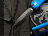 Microtech UTX-85 D/E Blue Aluminum Body w/ Black Plain Edge Blade (3.1") 232-1BL