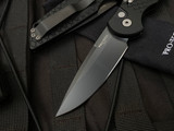 Pro-Tech Knives TR-3 Auto Folder Military Issue Black Aluminum Fish Scale Body w/ Slide Safety Black Plain Edge Blade (3.5”) TR