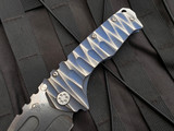 Medford Praetorian T Beadblast Blue and Brushed Silver Lightning Titanium Body w/ Beadblast Blue, Faced Silver Flats Clip and S35VN Tumbled Blade (3.75")