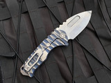 Medford Praetorian T Beadblast Blue and Brushed Silver Lightning Titanium Body w/ Beadblast Blue, Faced Silver Flats Clip and S35VN Tumbled Blade (3.75")