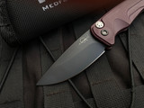 Medford Smooth Criminal Auto Folder Red Aluminum Body and Black PVD Hardware w/ S35VN Black PVD Blade (3.0")