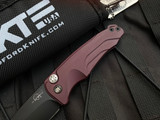Medford Smooth Criminal Auto Folder Red Aluminum Body and Black PVD Hardware w/ S35VN Black PVD Blade (3.0")