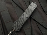 Microtech Troodon D/E Carbon Fiber Top Body w/ Tactical Black Full Serrated Blade (3") 138-3CF