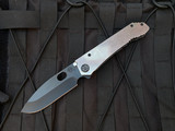 Medford 187DP Tumbled Ti Body and PVD Hardware/Clip w/ D2 Plain Edge Blade (3.75")