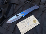 Medford 187DP Blue Ti Body and Bronzed Hardware/Clip  w/ D2 Tumbled Plain Edge Blade (3.75")