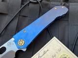 Medford 187DP Blue Ti Body and Bronzed Hardware/Clip  w/ D2 Tumbled Plain Edge Blade (3.75")