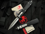 Microtech Dirac Delta D/E Black Aluminum Body w/ Stonewashed Plain Edge Blade (3.8”) 227-10