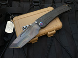 Medford Marauder-H Folder Ti PVD Body w/ Flamed Hardware,  PVD Brushed/Flamed Clip, and S45VN Vulcan Plain Edge Blade (3.75")