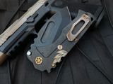 Medford Praetorian T Folder PVD Ti "Gold Filigree" Body w/ Bronzed Hardware, S35VN PVD Tanto Plain Edge Blade (3.75")