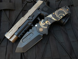 Medford Praetorian T Folder PVD Ti "Gold Filigree" Body w/ Bronzed Hardware, S35VN PVD Tanto Plain Edge Blade (3.75")