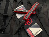Microtech Makora DLC Stainless Steel Bubble Inlaid Red Aluminum Body w/ DLC Hardware and DLC Plain Edge Blade (3.4") 206-1DLCTRDBIS