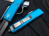 Microtech UTX-85 Warhound Turquoise Aluminum Body w/ Stonewashed Plain Edge Blade (3.1") 719W-10TQS