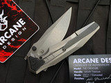 Arcane Design The Creature Folder Stonewashed Titanium Body w/ Black Pivot Collar and Stonewashed Drop Point Plain Edge Blade (3.75")