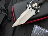 Arcane Design The Creature Folder Black Titanium Body w/ Silver Pivot Collar and Satin Tanto Plain Edge Blade (3.75")