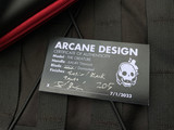 Arcane Design The Creature Folder Black Titanium Body w/ Silver Pivot Collar and Satin Tanto Plain Edge Blade (3.75")