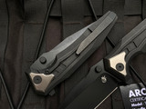 Arcane Design The Creature Folder Black Titanium Body w/ Silver Pivot Collar and Black Tanto Plain Edge Blade (3.75")