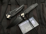 Arcane Design The Creature Folder Black Titanium Body w/ Silver Pivot Collar and Black Drop Point Plain Edge Blade (3.75")