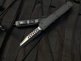 Microtech Ultratech Warhound Signature Series Carbon Fiber Top Black Aluminum Body w/ Tactical Black Plain Edge Blade (3.4") 119W-1CFS