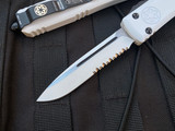 Microtech Ultratech S/E Storm Trooper White Cerakote Aluminum Body Deep Engraved w/ Cerakote White Partially Serrated Blade (3.4") 121-2STD