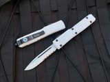 Microtech Ultratech S/E Storm Trooper White Cerakote Aluminum Body Deep Engraved w/ Cerakote White Partially Serrated Blade (3.4") 121-2STD