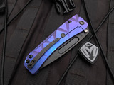 Medford Slim Midi Tanto BB/Brushed Violet "Show Lights" Titanium Body w/ PVD Hardware, Pocket Clip, and  S35VN Plain Edge Blade (3.25")