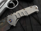 Medford Prae T "Old School" Tumbled Titanium Body w/ Flamed Hardware, Pocket Clip, and S35VN Vulcan Drop Point Plain Edge Blade (3.75")