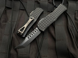 Microtech Hera Hellhound Shadow Edition Black Frag Pattern Aluminum Body w/ DLC Shadow Plain Edge Blade (3") 919-1DLCTFRSH