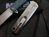 Medford M-48  Folder Blue Aluminum/Tumbled Ti Body and Bronzed Hardware/Clip w/ S45VN Tumbled Plain Edge Blade (3.9")