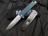 Medford M-48  Folder Blue Aluminum/Tumbled Ti Body and Bronzed Hardware/Clip w/ S45VN Tumbled Plain Edge Blade (3.9")