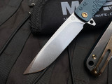 Medford M-48  Folder Blue Aluminum/Tumbled Ti Body and Bronzed Hardware/Clip w/ S45VN Tumbled Plain Edge Blade (3.9")