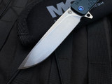 Medford M-48 Folder Blue Aluminum/Tumbled Ti Body and Blue Hardware/Clip w/ S45VN Tumbled Plain Edge Blade (3.9")
