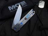 Medford M-48 Folder Blue Aluminum/Tumbled Ti Body and Blue Hardware/Clip w/ S45VN Tumbled Plain Edge Blade (3.9")