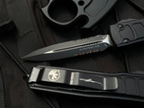Microtech Ultratech II D/E Tactical Black Aluminum Textured Body w/ Tactical Black Plain Edge Blade (3.4") 122II-2TS