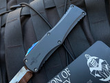 Marfione Custom Hera D/E Black Anodized Alloy w/ Zircuti Pocket Clip/Switch and Spike Grind Hot Blued Vegas Forge Reptillian Damascus Plain Edge Blade (3")
