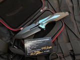 PRE-OWNED Arcane Design Plexus Folder Titanium Black/Blue Body w/ Black Plain Edge Blade (3.5")