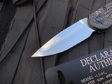 Marfione Custom LUDT Auto Folder Carbon Fiber Body w/ Blue Titanium Hardware and M390 Mirror Polished Plain Edge Blade (3.4")
