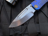 Medford Marauder-H Folder Blue Titanium Body and Bronzed Hardware/Clip w/ S45VN Tumbled Plain Edge Blade (3.75")