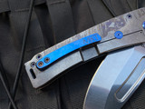 Medford Marauder-H Folder Tumbled "Liberty Bell" Body and Blue Hardware/Clip w/ S45VN Tumbled Tanto Blade (3.75")