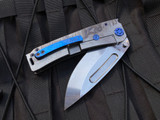 Medford Marauder-H Folder Tumbled "Liberty Bell" Body and Blue Hardware/Clip w/ S45VN Tumbled Tanto Blade (3.75")