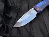 Medford Marauder-H Folder Faced/Flamed "Solar Flare" Body w/ Blue Spring, Bronzed Hardware, Solar Flare Clip, and S35VN Tumbled Drop Point Blade (3.75")