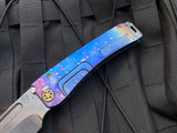Medford Marauder-H Folder Faced/Flamed "Solar Flare" Body w/ Blue Spring, Bronzed Hardware, Solar Flare Clip, and S35VN Tumbled Drop Point Blade (3.75")