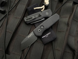 Pro-Tech Runt 5 Auto Folder Black Aluminum Handle w/ DLC Magnacut Plain Edge Reverse Tanto Blade (1.9”) R5403