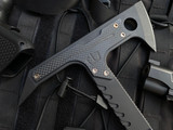 Blackside Customs Rykochet Custom Tomahawk Black PVD S7 Tool Steel Body w/ Flamed Titanium Scales and Carbon Fiber Face Plate