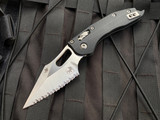 Microtech Borka Manual RAM-LOK Folder Fluted Black G10 Body w/ Stonewashed Full Serrated Blade (3.7") 169RL-12FLGTBK