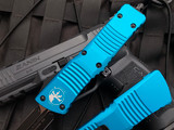 Microtech Combat Troodon D/E Turquoise Aluminum Body w/ Black Plain Edge Blade (3.8") 142-1TQ