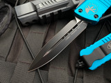 Microtech Combat Troodon D/E Turquoise Aluminum Body w/ Black Plain Edge Blade (3.8") 142-1TQ