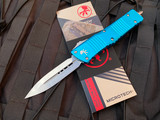 Microtech Combat Troodon D/E Turquoise Aluminum Body w/ Satin Plain Edge Blade (3.8") 142-4TQ