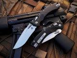 Microtech Amphibian S/E RAM-LOK Folder Fluted Black Aluminum Body w/ Stonewashed Plain Edge Blade (3.9") 137RL-10FL